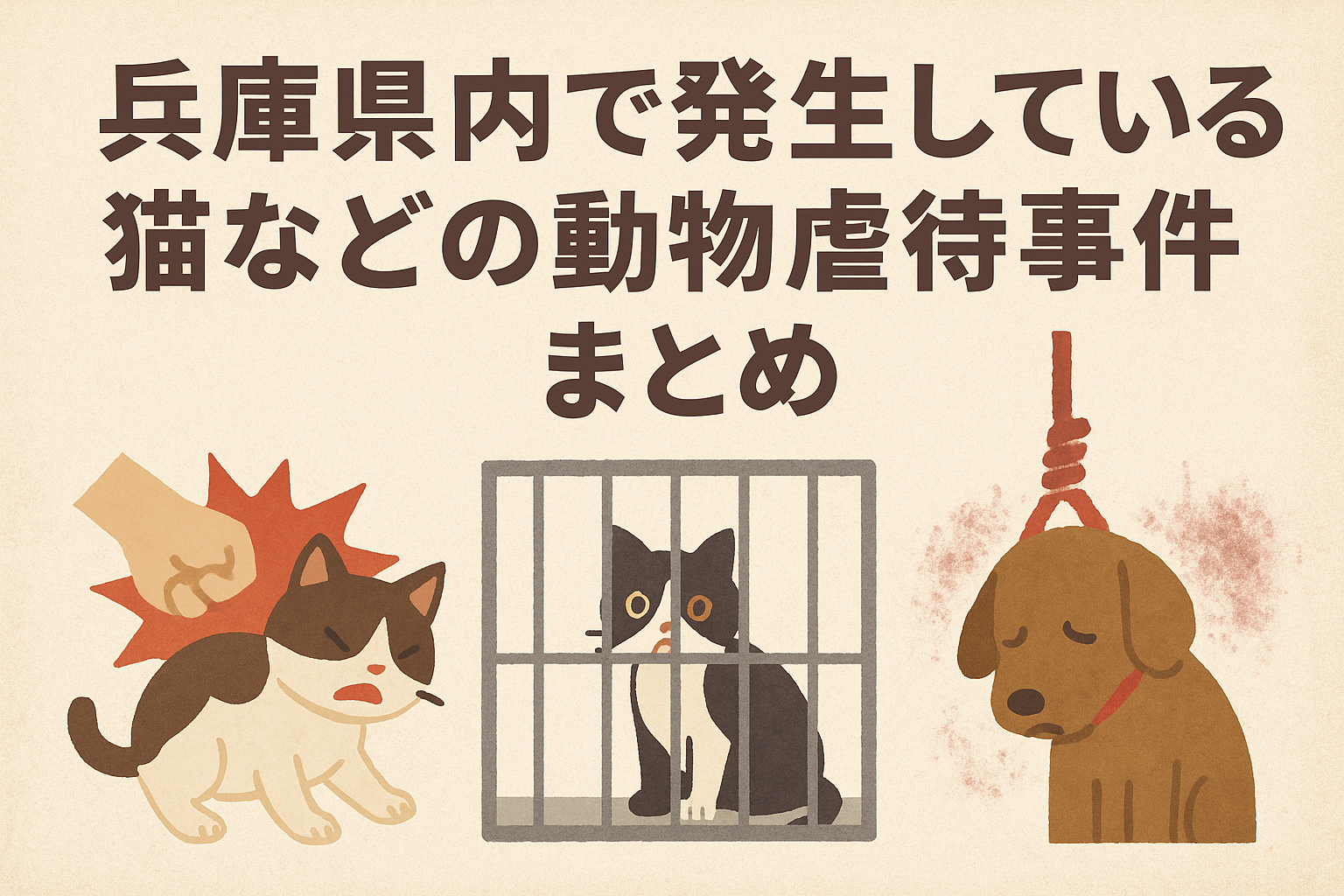 兵庫県内で発生している猫などの動物虐待事件まとめ